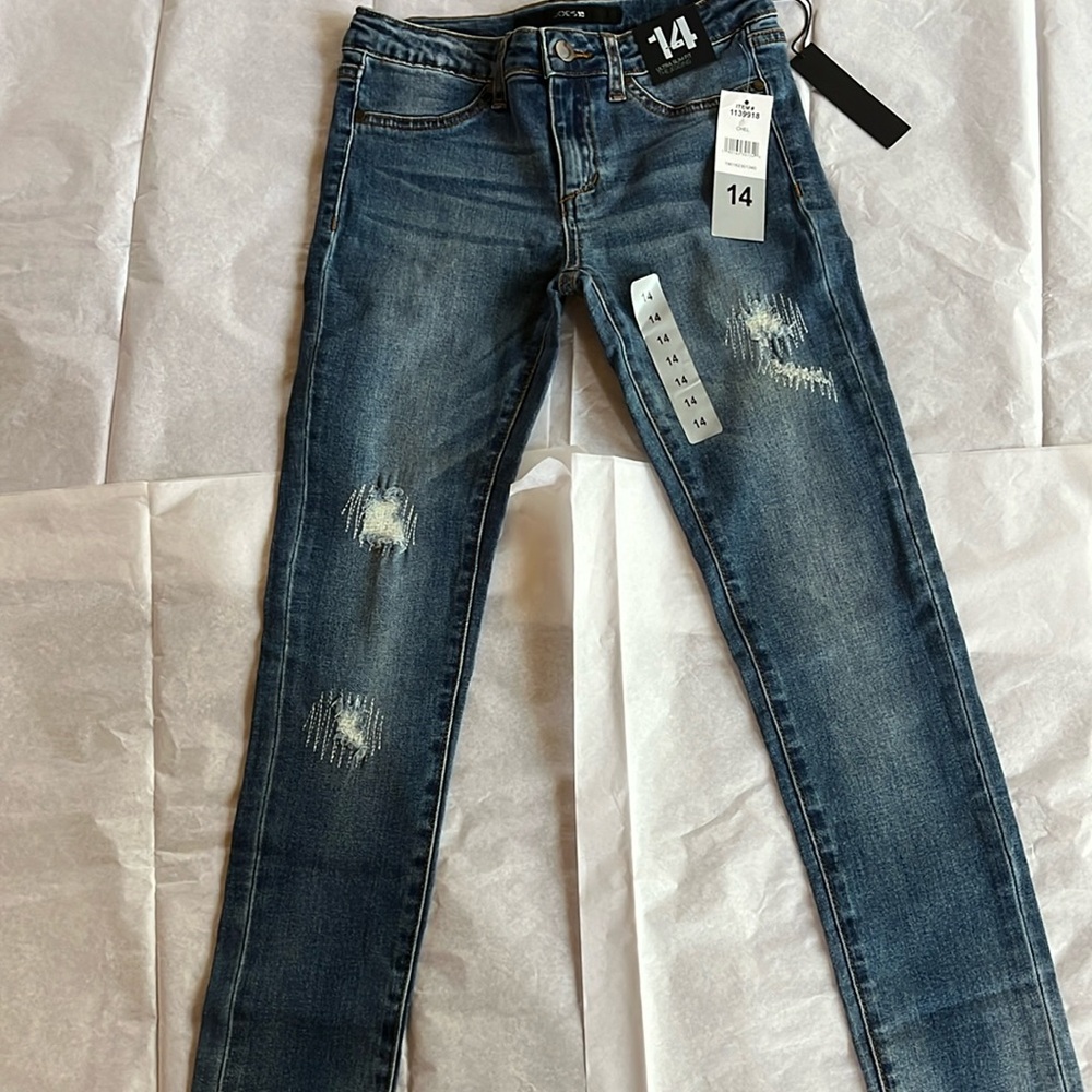 Teen blue slim jeans, worn out look
